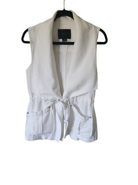 NWOT Sanctuary White LinenBlend DrapedUtility CargoVest DrawstringWaist Size XSP